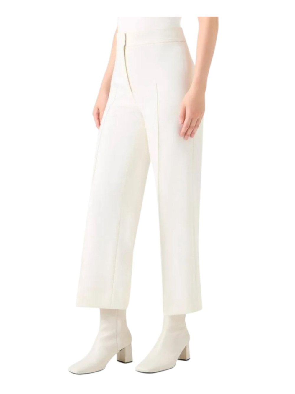Akris Punto NWT Chieko Cream Kick Flare Crop Trousers Size 10